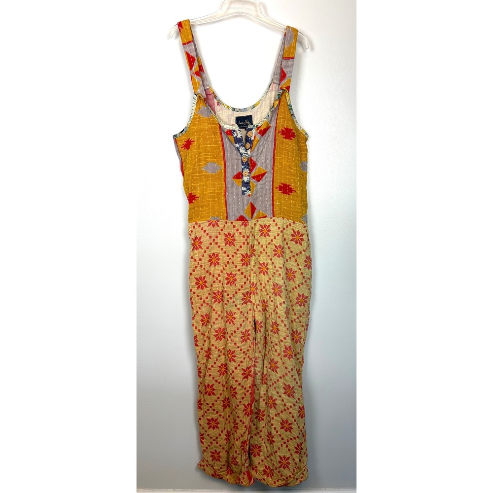 Kaantha Karma Handcrafted Patchwork Kantha Stitch Jumpsuit Medium Boho Festival